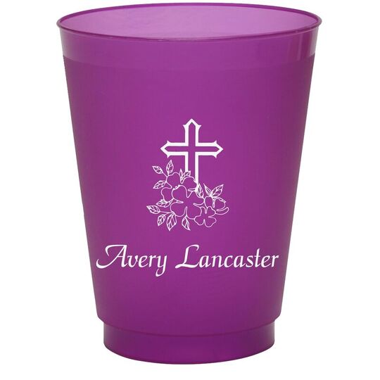 Floral Cross Colored Shatterproof Cups
